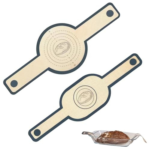 XoeLLe Tapis de Cuisson, 2 Pièces Tapis de Cuisson pour Pain, Tapis de Pâtisserie en Silicone Antidérapant Réutilisable Tapis de Cuisson avec Poignées Longues pour Transvaser Pâte pour Dutch Oven