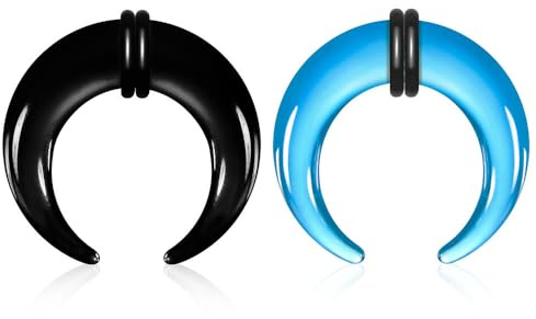 Twolobes 2 Stück Glas-Septum-Ringe, 14 g bis 2 G, C-Form, Zange, Kegel mit O-Ringen für Nasen- und Ohrschmuck, Clicker, Knorpel, Ohrringe, Scharniersegment-Piercing