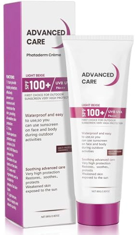 Sonnencreme LSF 100, Sensitiv Sonnencreme Gesicht, Anti-Aging Sonnenschutz Gesicht für Gesicht und Körper, Sunscreen für Beruhigende und feuchtigkeitsspendende