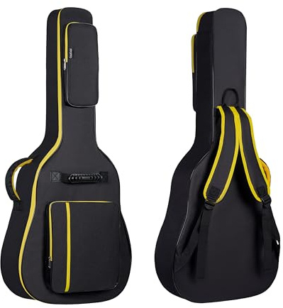 PPOPPO 40/41/42 Acoustic Guitar Gig Bag (Fits 12 String & Dreadnought Guitars), 0.35 Thick Padded, 600D Waterproof Soft Guitar Backpack Case, 3 Pockets, Neck Fixed Strap & Adjustable Shoulder Straps