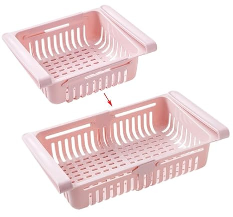 LYXYGMV Kühlschrank Organizer Kühlschrank-Organizer, Aufbewahrungsbox, Kühlschrankschublade, Kunststoff-Aufbewahrungsbehälter, Regal, Obst, Eier, Lebensmittel-Aufbewahrungsbox, Küchenzubehör(Pink)