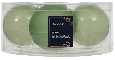Bolas de Navidad de vidrio de 8 cm, 4 unidades - mate y brillante transparente - Grandes bolas para árbol de Navidad para Navidad - Adornos para árbol de Navidad y decoración para árbol de Navidad
