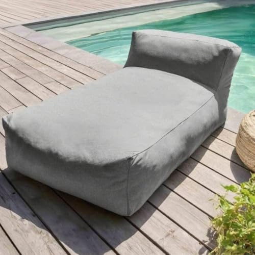SXBCyan Housse Chaise Longue Pouf (sans Rembourrage) Housse de Pouf d'extérieur pour Adultes Grande Chaise-lit Méridienne Canapé Pouf de détente pour terrasse, Jardin,(165cm-light Grey)