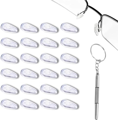 Muorruo 12 Paires de Plaquettes nasales en Silicone pour Lunettes, Plaquettes à Enfiler en Silicone, adaptées aux Lunettes Normales, solaires et de Lecture, Coussinets pour Lunettes avec Tournevis