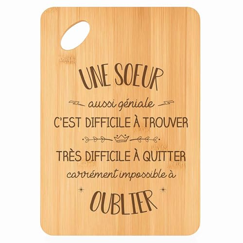 Planche à découper Une Soeur aussi géniale - Plateau Apéro en Bambou Cadeau Gravé pour Cadeau Anniversaire Noël Cuisine Barbecue