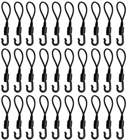 WEIZHIS Schwarz Spanngummi mit Haken 25cm, 30 Stück Wasserdicht Expander Mit Haken, Multifunktional Spanngummi, Planenspanner, für Outdoor, Ladungssicherung, Campingzelten, Anhängerplane