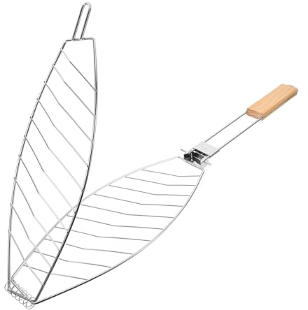 LIGIGWASH Panier à Griller en Métal Amovible pour Barbecue, Panier Grillade Multifonction pour Poisson, Viande et Légumes, Poignée Longue Portable pour Camping et Pique-niques, Outil