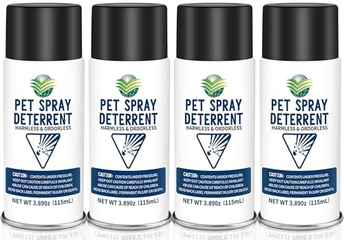 Cat Spray Deterrent System, Pet Deterrent Device Refill, CATSSS Refill [ 15.56Oz & 4 Pack ] Safe for Cats & Dogs Motion Activated Pet Deterrent Spray System-Only Applicable to The First Generation