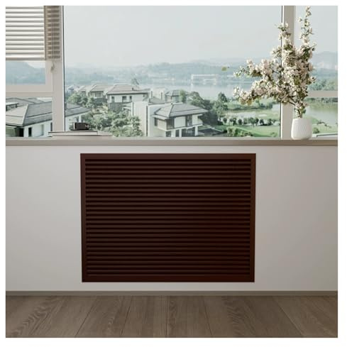 Customizable White Vertical Louvered Radiator Grille for Bathroom & Bedroom, Waterproof Slatted Design, Good Air Permeability, 19.69x19.69in (50x50cm)