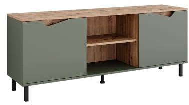 Vicco Lowboard Marelle, Grün/Artisan, 150 x 60 cm mit 2 Türen, zur Verwendung als TV-Board oder Medienmöbel geeignet