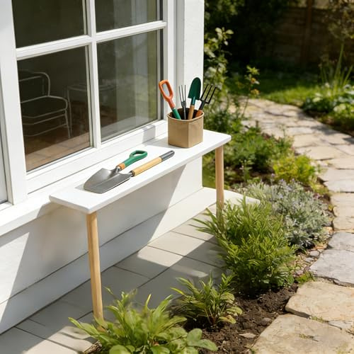 Extensor para Alféizar de Ventana Extensor de Alféizar Estrecho para Exteriores, Extensible de Repisa de Madera para Plantas/Herramientas, Placa Extensora de Alféizar(W50xD15xH40cm(20x6x16in))