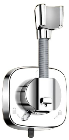 Cyberwork Supporto Per Soffione Doccia Girevole A 360°, Ventosa Senza Fori, Supporto Per Soffione Doccia Rimovibile, Portata 10 Kg, Antiscivolo E Antiruggine, Adatto Per Il Bagno (Argento)
