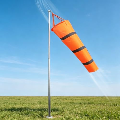 Wind Sock Outdoor Windsock with 6ft Stainless Steel Pole, Oxford Fabric Reflective Wind Indicator, Free Rotation Wind Sock Pole Kit Replacement