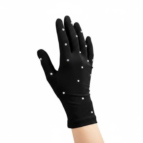 perfk Gants de Patinage Artistique pour Adultes Matière Nylon et Spandex Confortable Ornements Brillants pour Brillance Protection Contre Le Froid et