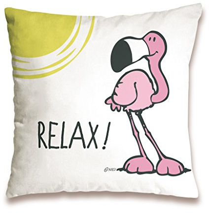Nici 41943 Flamingo Baumwollkissen „Relax“, 37 x 37 cm