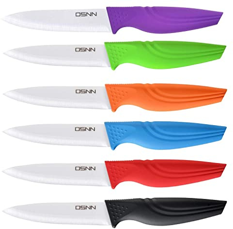 DSNN Steak Knives Set of 6 Muti-color Kitchen Ceramic Knife Set Sharp Outdoor BBQ Knife
