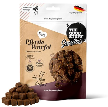 The GOODSTUFF Pferde-Würfel Soft 150 g | Pferdefleisch Hundeleckerlies getreidefrei & luftgetrocknet | Hundesnack Würfel | Trockenfleisch für Hunde | Trainingsleckerli | Super-Premium Hundefutter