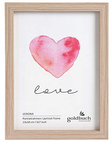 goldbuch Bilderrahmen Verona aus MDF Holz, Portraitrahmen für 1 Bild/Foto 13x18 cm, Rahmen zum Stellen, Fotorahmen mit Wandhalterung zum Aufhängen, Frame ca. 14,5 x 19,5 x 1,5 cm, Natur