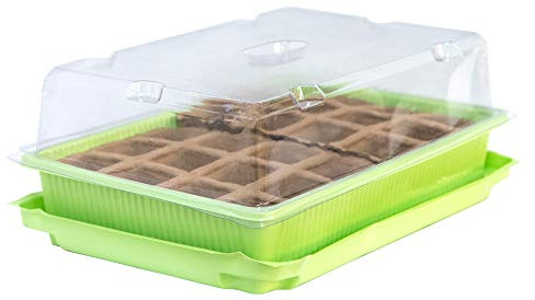 Windowsill Greenhouse Propagator With 24 Cell Paper Pot Plastic Trays with Clear Plastic Lid for Sowing Seeds Easy Watering Good Irrigation 1 x 24 Cell Windowsill Propagator by Thompson and Morgan