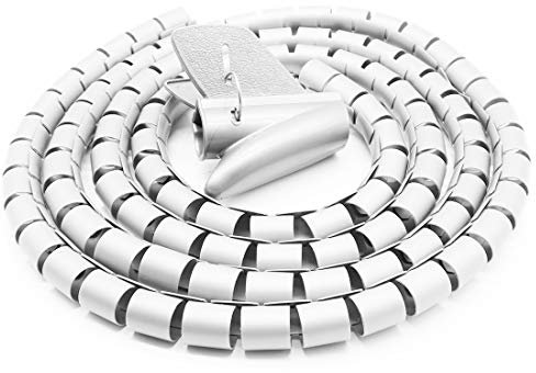 Derbway Tubo de Gestión de Cables 2M, Tubo de Alambre de Envoltura en Espiral, Cable Enrrollado Organizador de Cables para TV y Cable de Computadora en Casa u Oficina (Blanco)