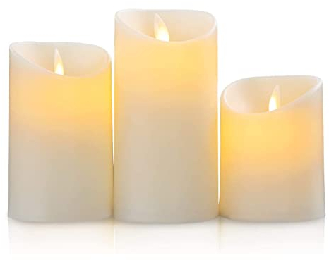 SALCAR 3er Set LED Kerzen, Flammenlose LED Kerzen Licht Warm mit Batterie, LED Kerzenlicht Flackernd, 15 cm, 12,5 cm, 10 cm Höhe, Dekoratives kerzen LED für Abendessen, Geburtstag, Party