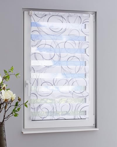 DECOLIA by Garesa Duo Rollo Swing - Doppelrollo Klemmfix ohne Bohren 60 x 150 cm, Weiß/Grau - Fenster Sichtschutz und Lichtschutz, Bedienung mit Kettenzug