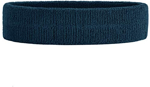 Hanerdun sports headband, women men sweatbands, cotton terry, for running, biking, jogging, tennis, football 1PCS(NAVY BLUE)