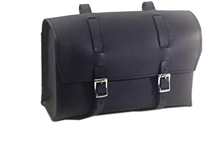 London Craftwork Große Fahrradtasche aus Leder für Sattel, Lenker, Rahmentasche, schwarz, XL-BL