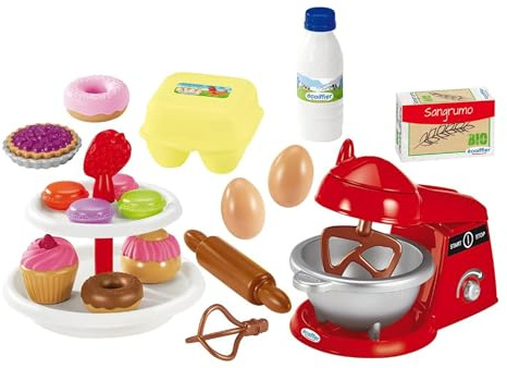 Ecoiffier – kleine Konditorei – 21-teiliges Spielset mit Küchenmaschine, Eier, Donut, Etagere, usw., ideal für Kinderküche, für Kinder ab 18 Monaten
