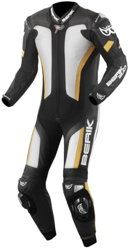 Berik Losail Tuta in moto un pezzo, nero/bianco/bronzo, 54