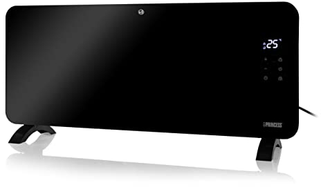 Princess Riscaldatore elettrico connesso - Riscaldamento a convezione - Controllo manuale, tramite app o vocale - App gratuita - Pannello in vetro - 2000W - Nero - 348200