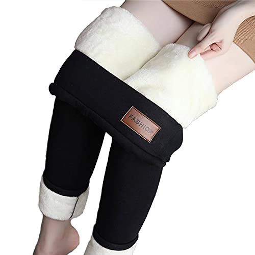 Yutdeng Leggings Invernali Donna Pantaloni Caldi a Vita Alta con Fodera in Pile Spesso Velluto Leggings Pantaloni Sportivi Casual per Yoga (Etichetta in Pelle),Nero,L