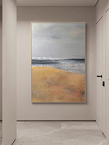 Leinwand Bilder, Grauer Himmel, Meer, Strand, Landschaft, Abstrakt, Modern, 100 % Original, Rahmenlose, Handgemalte Ölgemälde Auf Leinwand Für Die Familienwand, Wohnzimmer, Esszimmer, Heimkunst-
