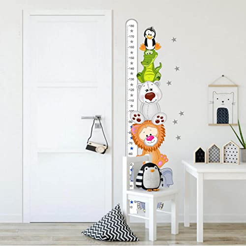 INSPIO Wandtattoo Kinderzimmer Messlatte für Kinder mit Tieren 180 cm Textil Wandsticker Tiere Kinder Aufkleber Wanddeko für Spielzimmer Wachstum Diagramm Wandlineal für Junge Mädchen Wanddekor