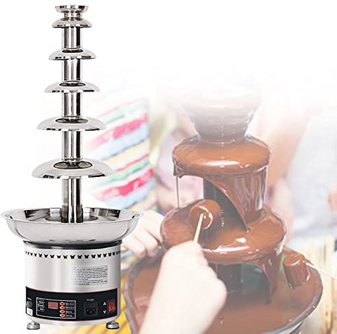 JOSKAA Chocolate Fondue Fountain,Chocolate Fountain Machine 4/5/6/7 Tier Electric Chocolate Fountain Machine Chocolate Fondue Set for Strawberries,Cherries,Marshmallow,6Tier