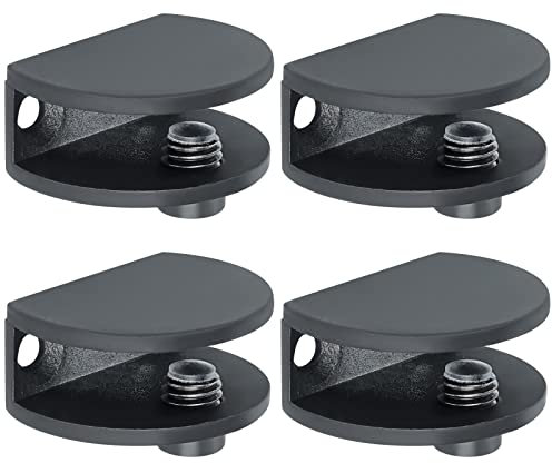 Alise Glasregalhalterung, verstellbare Duschhalterungen, strapazierfähig, rechteckig, Klemmhalter für 6–10 mm Glasregale, Wandhalterungsklemmen, Clip-Unterstützung, Hardware-Ersatzteil, schwarz (4