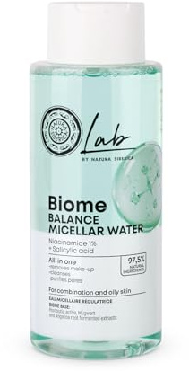 Natura Siberica Lab Biome Balance Mizellares Gesichtswasser - All-in-One Reinigung mit Niacinamid & Salicylsäure - Entfernt Make-up, Schmutz & Öl - Reduziert Glanz & reinigt Poren - 400 ml
