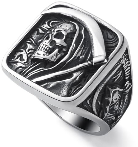 Bague WESTMIAJW pour homme en acier inoxydable, style gothique punk, motif de tête de mort, pieuvre, pirate, taille Q, S, T1/2, V1/2, Y, Z+1, Z+1, Acier inoxydable