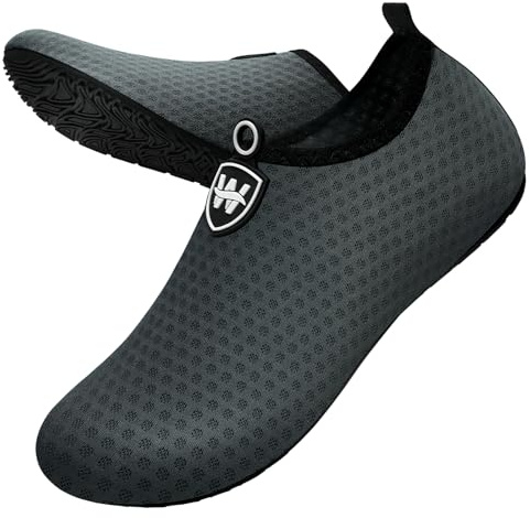 Chaussures aquatiques pieds nus pour homme et femme - Chaussettes aquatiques pour la natation et la piscine, B Flocon de neige gris, 44/45 EU