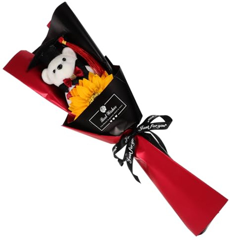 NAMOARLY Bouquet di Orsetti di Laurea Finto Fiore Decorazione per Festa di Laurea e Gadget Fotografici Composizione Leggera e Portatile con Orsetto Memorabile per Cerimonie di Graduazione