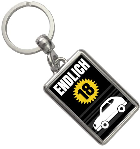 speecheese Endlich 18 Auto Schlüsselanhänger Volljährigkeits-Geschenk ideal zum Führerschein feiere Auto fahren Erwachsensein ohne Alkohol