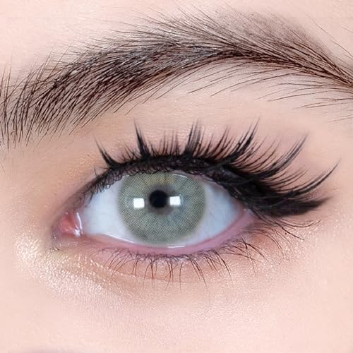 Sehr stark natürlich deckende light grey Kontaktlinsen farbig NATURAL Kristall + Behälter, 1 Paar (2 Stück), ohne Stärke, 0.00 Dioptrien, 1 Monatslinsen, ohne Sehstärke,Soft Lens