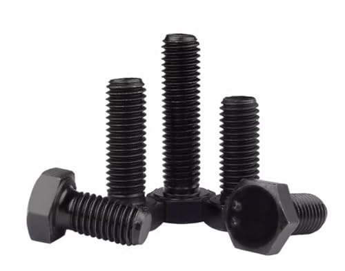 QuarkMRO - M7-1.0 Schwarz 8,8 Stahl Sechskantschrauben Maschinen Gewindeschrauben DIN933 (M7-1.0 x 20mm,10)
