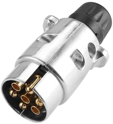 AGRISHOP Prise de Remorque Mâle 7 Broches Métal, Connecteur Electrique 7 Broches Etanche pour Remorque 12V