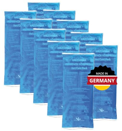 KK Mehrfachkompresse Kalt Warm Kompresse, 10 Stück, 12x29cm, wiederverwendbar, mikrowellengeeignet, ideal für Sport und Training, bei Verletzungen, Prellungen und Gelenkschmerzen