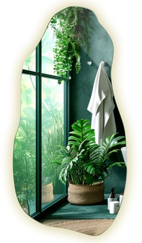 Tulup Specchio LED 50x100 cm Grande Moderno Irregolare Organico Asimmetrico Macchia per Bagno Soggiorno Verticale con illuminazione Luce neutra