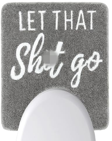 Homantic Fun Pedestal Toilet Rug U Shaped Toilet Mat Floor 50x60cm Non Slip Washable Gray Bathroom Rugs Water Absorbent Funny Bathroom Decor Let That Go Sign