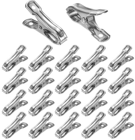 M METERXITY 100er-Pack Gewächshausklammern, Edelstahl-Gewächshausfolienklammern Schattierungsnetzstangenclip Max. Durchmesser 2,17 Zoll für Gartennetz/Gewächshaus-Kunststofffolie [Silber]