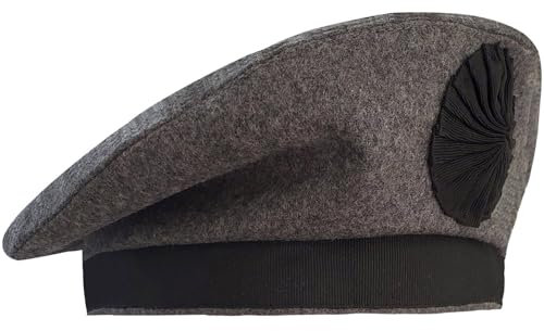 Caubeen Baskenmütze - Militär Armee Stil Hut Kappe - Grau, Grau / Schwarz, 63