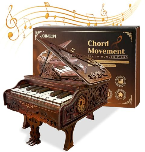 Sprifityy Puzzle 3D en Bois pour Adultes, kit de modèle de Piano jouable, Puzzle d'architecture 3D, décoration d'intérieur, boîte à Musique en Bois, Convient pour Les Amis, Les Anniversaires, Noël